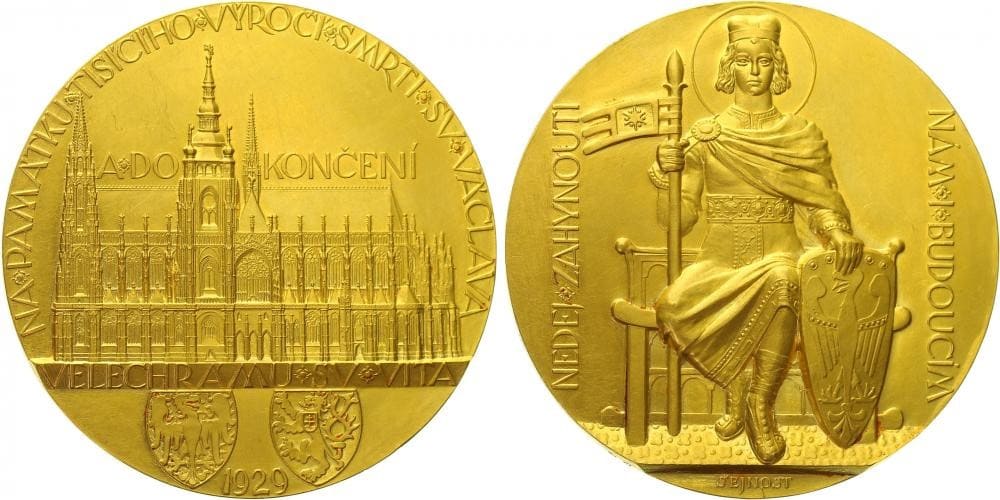 Medaile 1929, K dokončení velechrámu sv. Víta a k miléniu — avers a revers