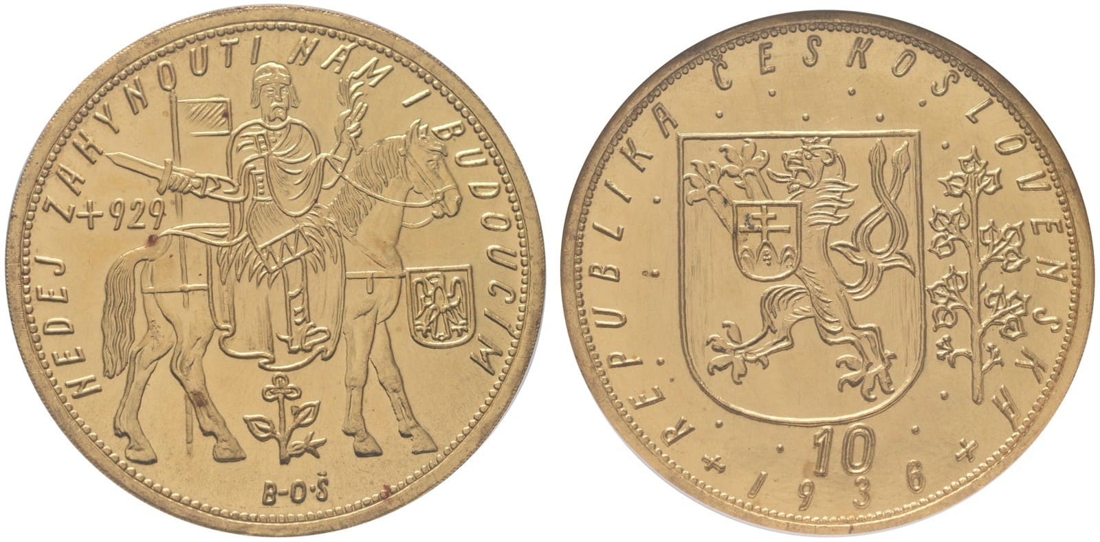 10 Dukát 1936, NGC MS 65 — avers a revers