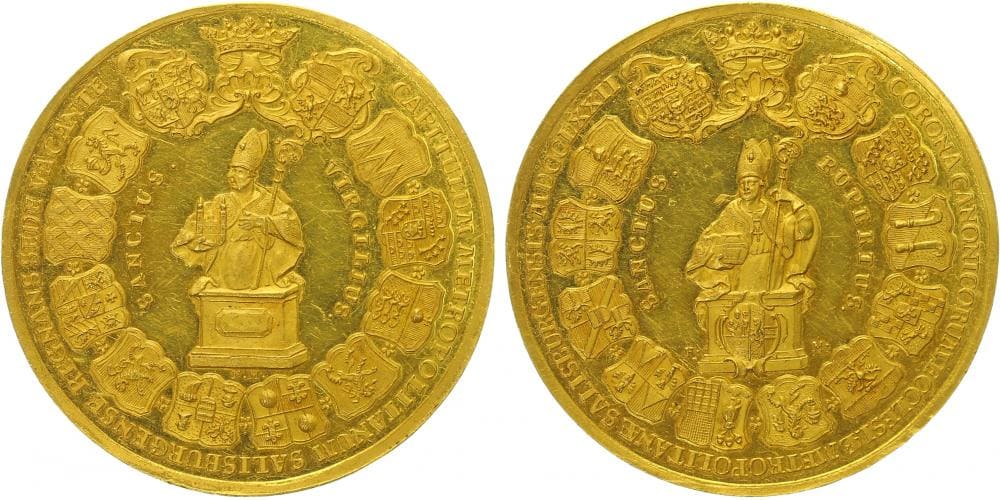 Salzburg, Sede Vacante 1771, 20 Dukátová medaile — avers a revers