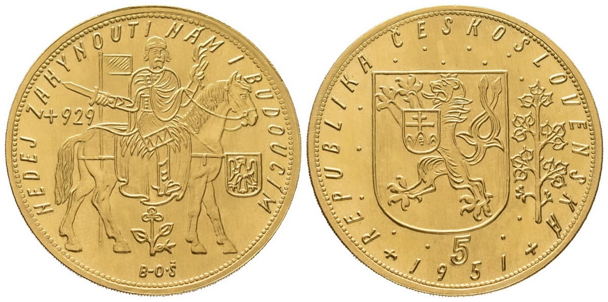5 Dukát 1951, Československo — avers a revers