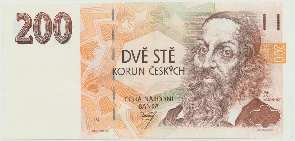 200 Koruna 1993, chybotisk REPUBLIQUE DU ZAIRE, série A 01 — avers a revers