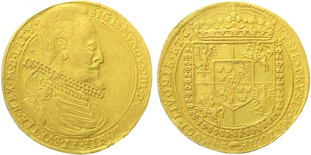 10 Dukát Portugalsko (cca 1595), Krakov — avers a revers