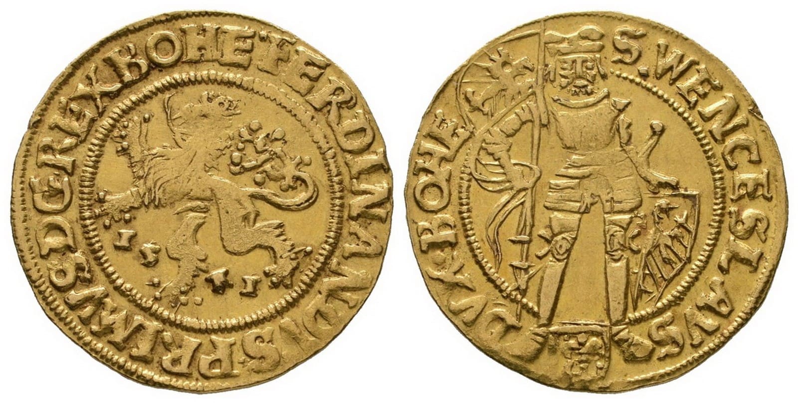 Dukát 1541, Ferdinand I., Praha-Sauermann — avers a revers