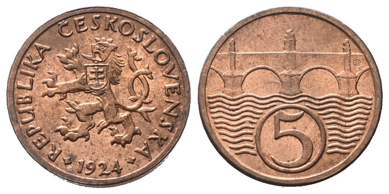 Seltene 5 Heller 1924